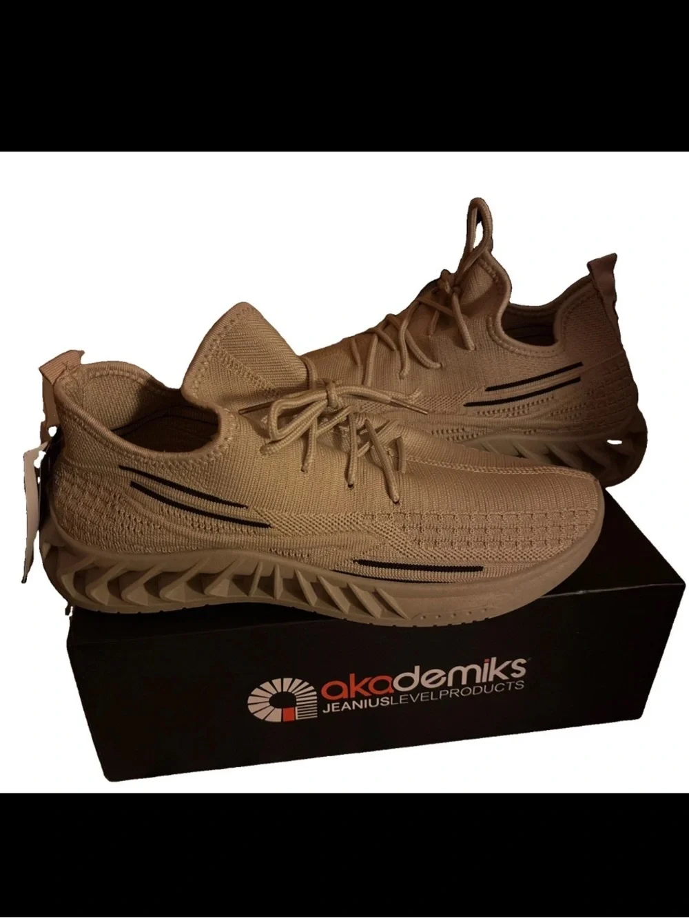 Akademics Men's Lightweight Knit Athletic Sneakers in Beige